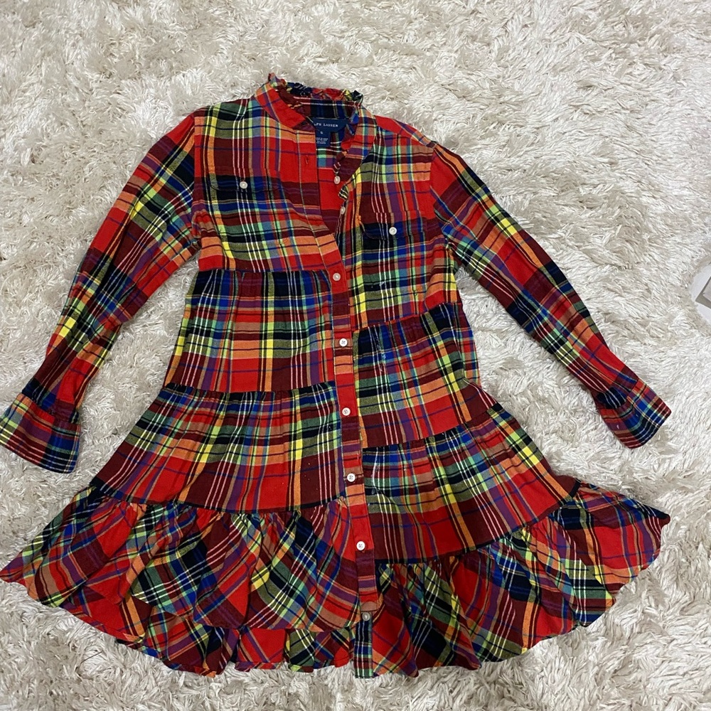 Ralph Lauren girls flannel plaid dress size 6